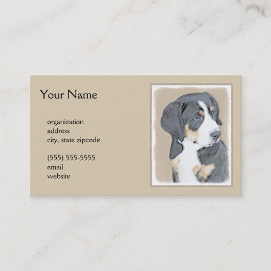 Bernese Mountain Dog Puppy Painting - Originele Ku Visitekaartje (Voorkant)