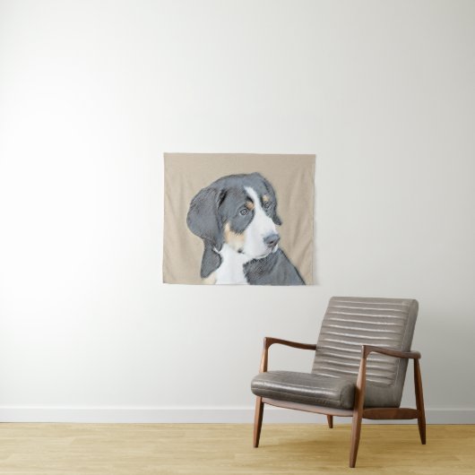 Bernese Mountain Dog Puppy Painting - Originele Ku Wandkleed (In Situ (horizontaal))