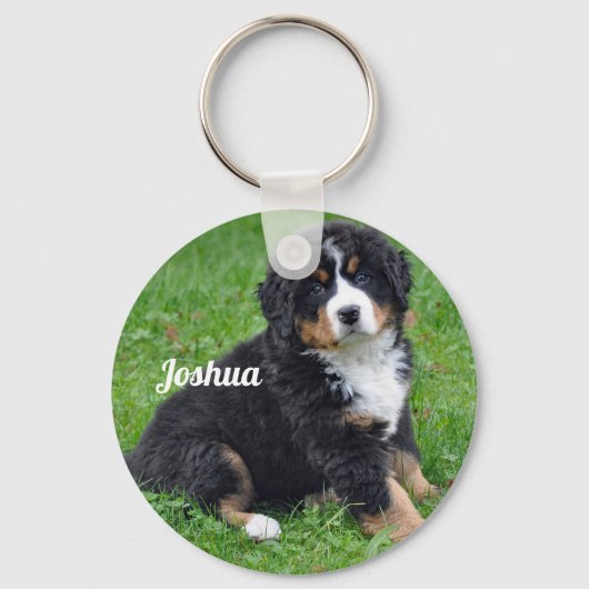 Bernese Mountain Dog Puppy Photo Sleutelhanger (Voorkant)