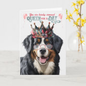 Bernese Mountain Dog Queen for Day Funny Birthday Kaart (Gele Bloem)