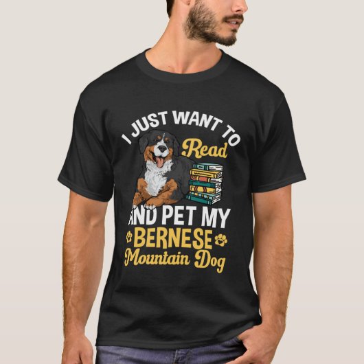 Bernese Mountain Dog Read Books T-shirt (Voorkant)