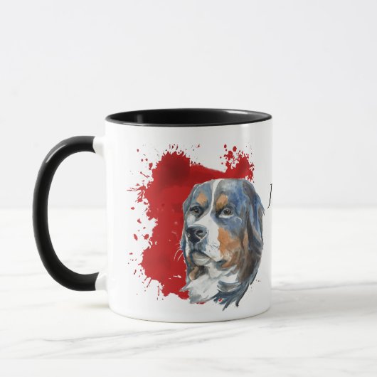 Bernese Mountain Dog Red Abstract Mok (Links)
