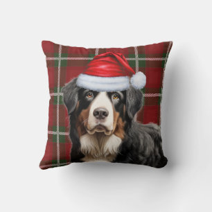 Bernese Mountain Dog Red Green met kerstmis Kussen
