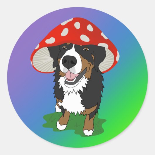 Bernese Mountain Dog Red Mushroom Pet Ronde Sticker (Voorkant)