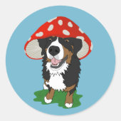 Bernese Mountain Dog Red Mushroom Pet Ronde Sticker (Voorkant)