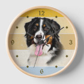 Bernese Mountain Dog Retro Sunset Clock (Voorkant)