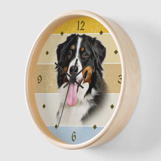 Bernese Mountain Dog Retro Sunset Clock (Hoek)