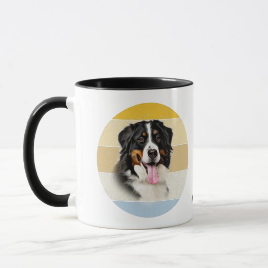 Bernese Mountain Dog Retro Sunset Mok (Links)