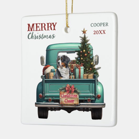 Bernese Mountain Dog Retro Truck Christmas Keramisch Ornament (Links)