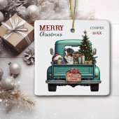 Bernese Mountain Dog Retro Truck Christmas Keramisch Ornament