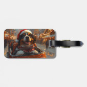 Bernese Mountain Dog Roller Coaster Kerstmis Bagagelabel (Achterkant horizontaal)