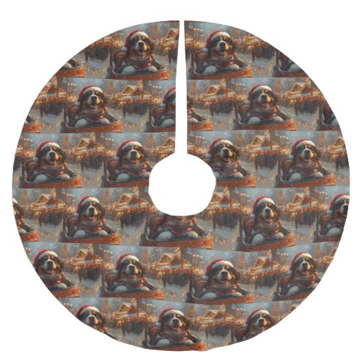 Bernese Mountain Dog Roller Coaster Kerstmis Kerstboom Rok (Voorkant)