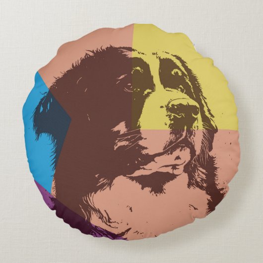 Bernese Mountain Dog Rond Kussen (Achterkant)