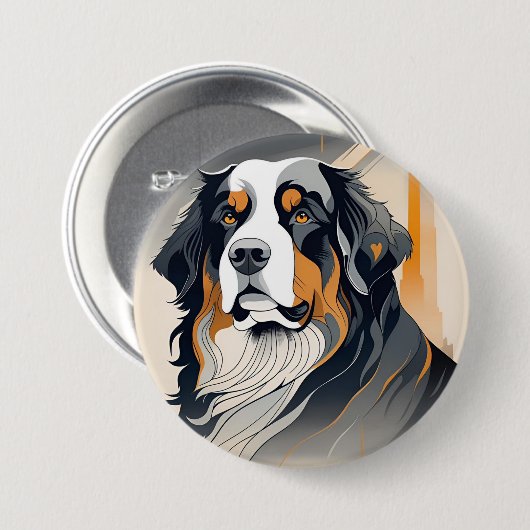 Bernese Mountain Dog Ronde Button 7,6 Cm (Voorkant /achterkant)