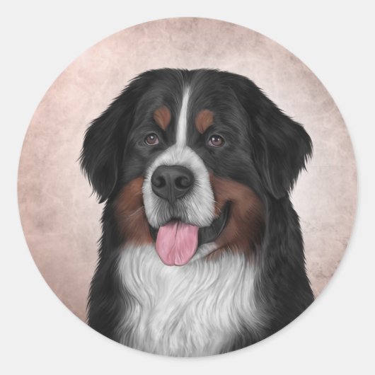Bernese Mountain Dog Ronde Sticker (Voorkant)