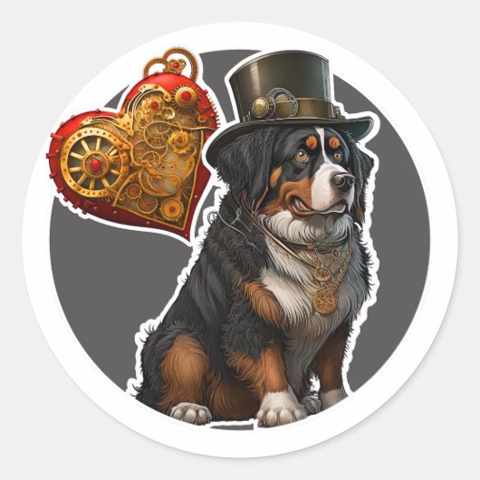 Bernese Mountain Dog Ronde Sticker (Voorkant)
