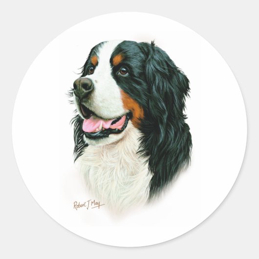 Bernese Mountain Dog Ronde Sticker (Voorkant)