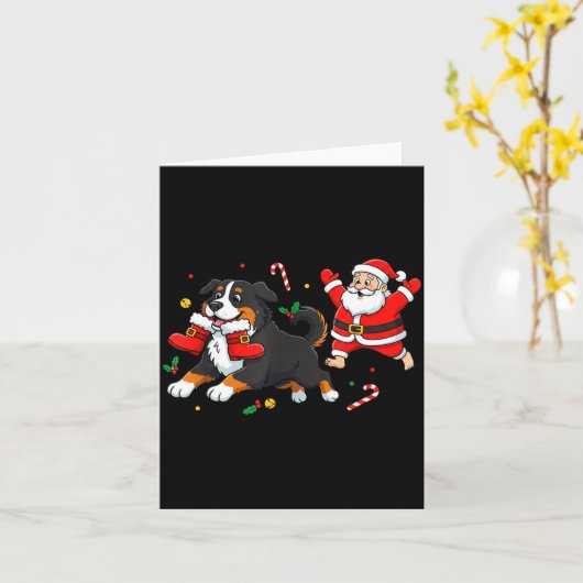 Bernese Mountain Dog Santa Claus Boots Christmas W Kaart (Gele Bloem)