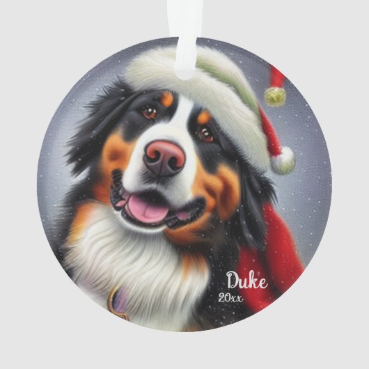 Bernese Mountain Dog, Santa Dog, Kerstmenorum Ornament (achterkant)