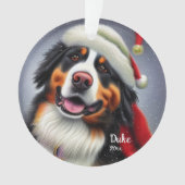 Bernese Mountain Dog, Santa Dog, Kerstmenorum Ornament (voorkant)