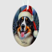 Bernese Mountain Dog, Santa Dog, Kerstmenorum Ornament (voorkant)