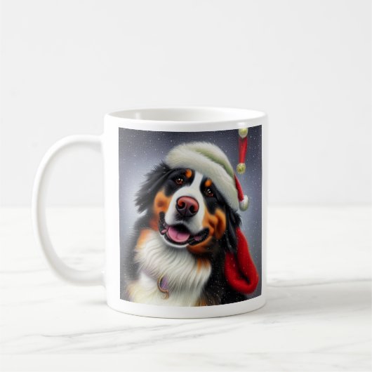 Bernese Mountain Dog, Santa, kerstkoffie Mok (Links)