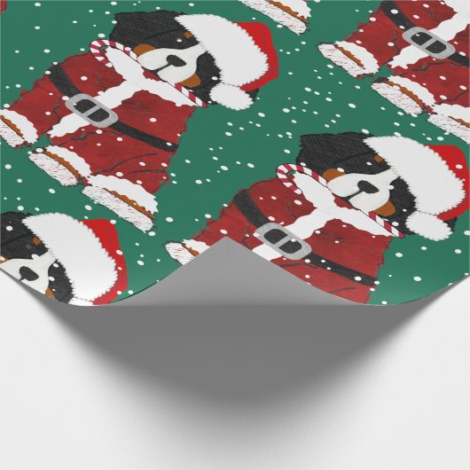 Bernese Mountain Dog Santa Paws Cadeaupapier (Hoek)