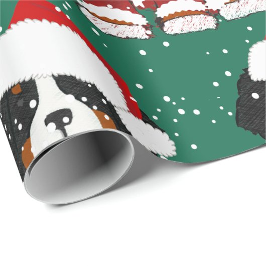 Bernese Mountain Dog Santa Paws Cadeaupapier (Rol Hoek)