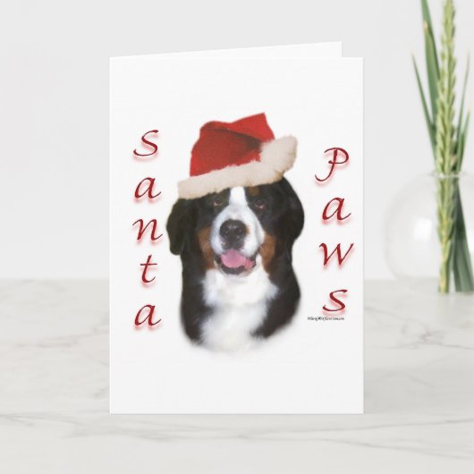 Bernese Mountain Dog Santa Paws Feestdagen Kaart (Voorkant)