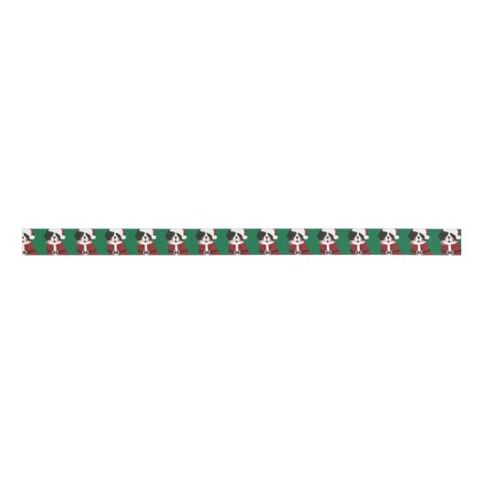 Bernese Mountain Dog Santa Paws Grosgrain Lint (Voorkant)