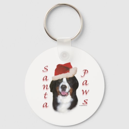 Bernese Mountain Dog Santa Paws Sleutelhanger (Voorkant)