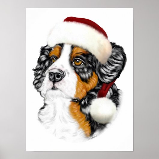 Bernese Mountain Dog Santa Pup Poster (Voorkant)