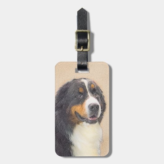 Bernese Mountain Dog-schilderij - Original Dog Art Bagagelabel (Voorkant verticaal)