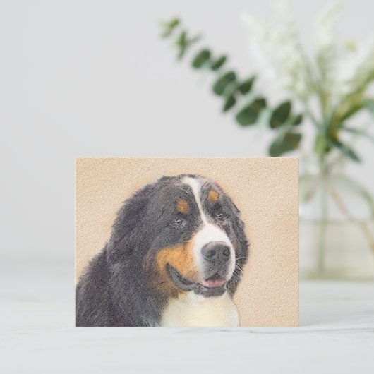 Bernese Mountain Dog-schilderij - Original Dog Art Briefkaart (Staand voorkant)