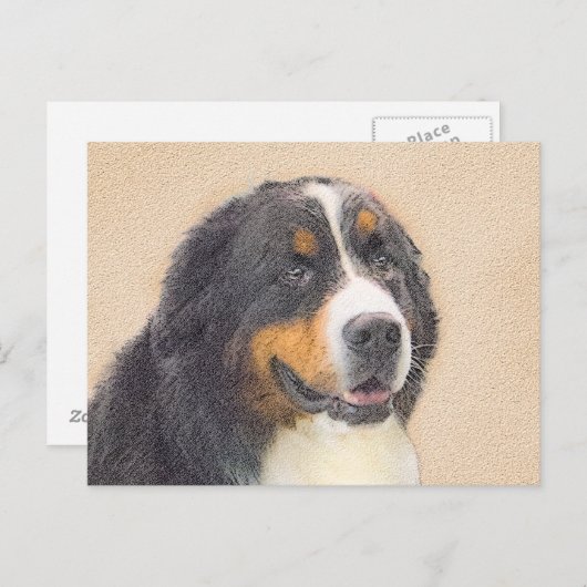 Bernese Mountain Dog-schilderij - Original Dog Art Briefkaart (Voorkant / Achterkant)