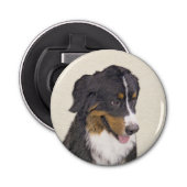 Bernese Mountain Dog-schilderij - Original Dog Art Button Flesopener (Voorkant)