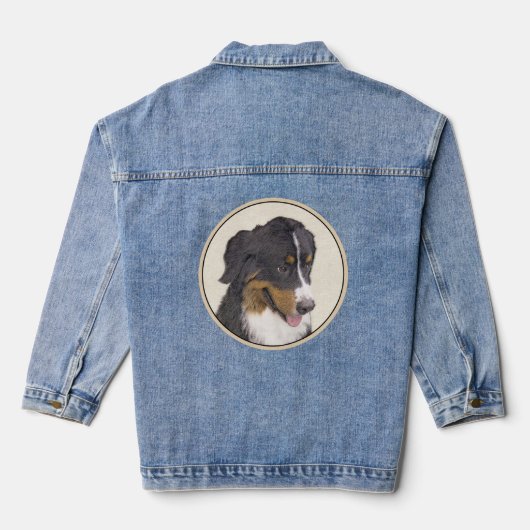 Bernese Mountain Dog-schilderij - Original Dog Art Denim Jacket (Achterkant)