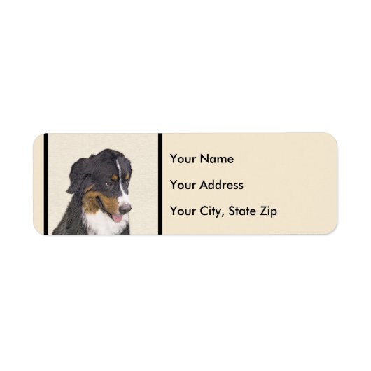 Bernese Mountain Dog-schilderij - Original Dog Art Etiket (Voorkant)