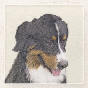 Bernese Mountain Dog-schilderij - Original Dog Art Glazen Onderzetter