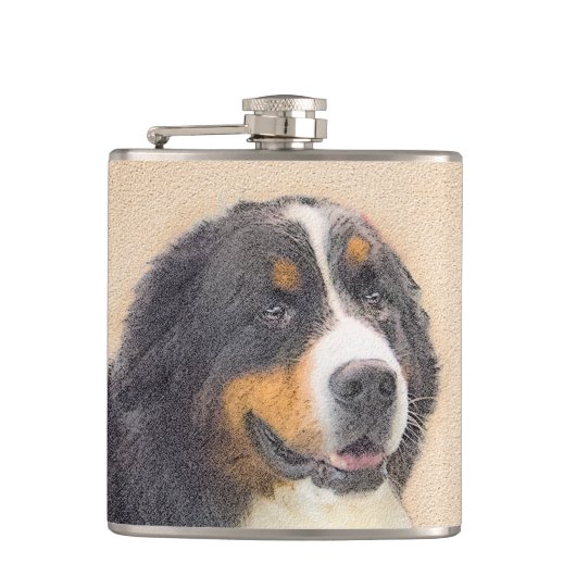 Bernese Mountain Dog-schilderij - Original Dog Art Heupfles (Voorkant)