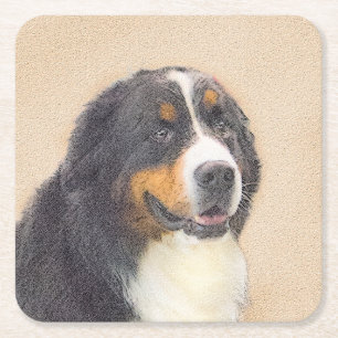 Bernese Mountain Dog-schilderij - Original Dog Art Kartonnen Onderzetters