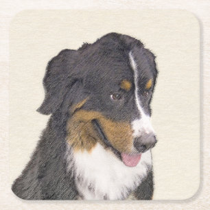 Bernese Mountain Dog-schilderij - Original Dog Art Kartonnen Onderzetters