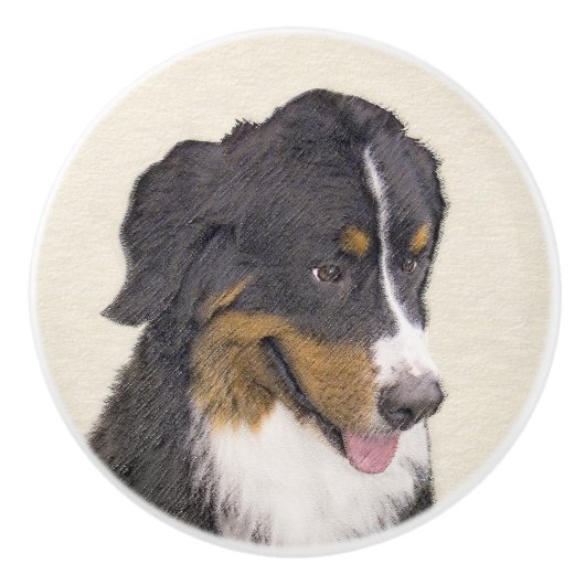 Bernese Mountain Dog-schilderij - Original Dog Art Keramische Knop (Voorkant)