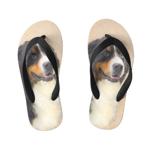 Bernese Mountain Dog-schilderij - Original Dog Art Kinder Teenslippers