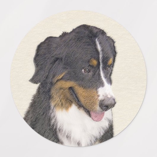 Bernese Mountain Dog-schilderij - Original Dog Art Labels (Design 2)