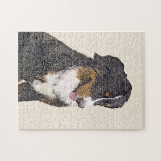 Bernese Mountain Dog-schilderij - Original Dog Art Legpuzzel (Horizontaal)