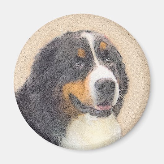 Bernese Mountain Dog-schilderij - Original Dog Art Magneet (Voorkant)