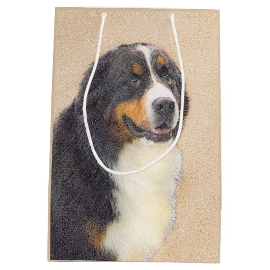 Bernese Mountain Dog-schilderij - Original Dog Art Medium Cadeauzakje (Achterkant)