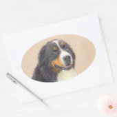 Bernese Mountain Dog-schilderij - Original Dog Art Ovale Sticker (Envelop)