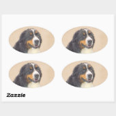 Bernese Mountain Dog-schilderij - Original Dog Art Ovale Sticker (Vel)